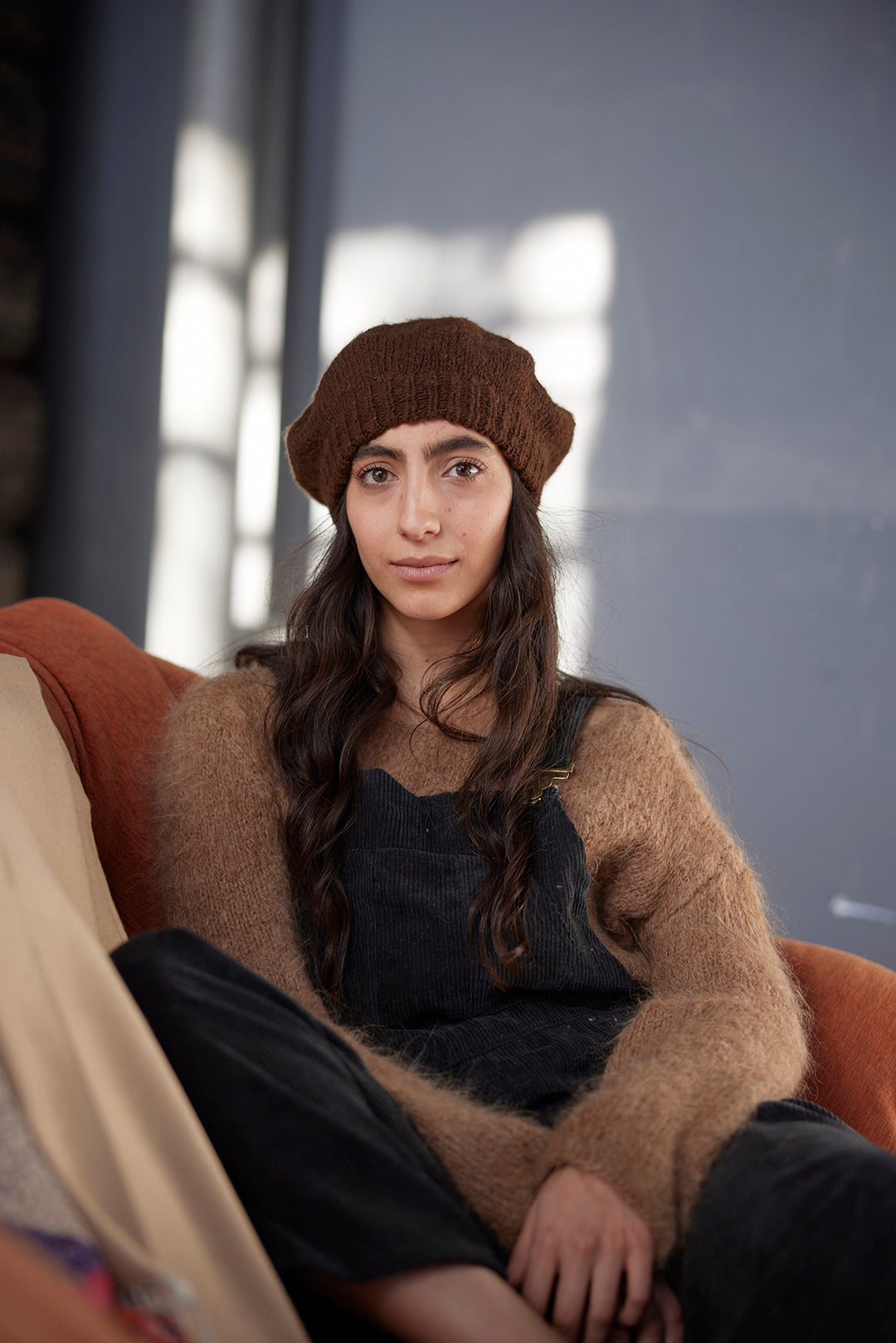 Dark Brown Beret 100% Baby Alpaca